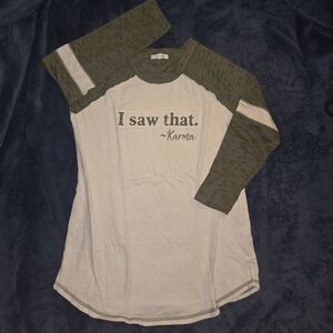 *Never Worn* Maurices Olive and White Long Sleeve Tee